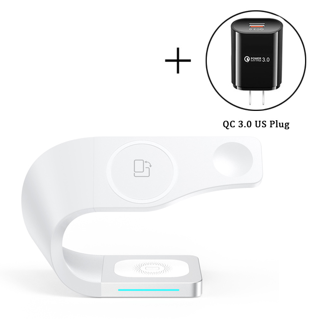 3 in 1 magnetiskt trådlöst laddarställ för iphone 12 13 pro max qi snabbladdning induktionsladdare för apple watch airpods: Vit hos oss