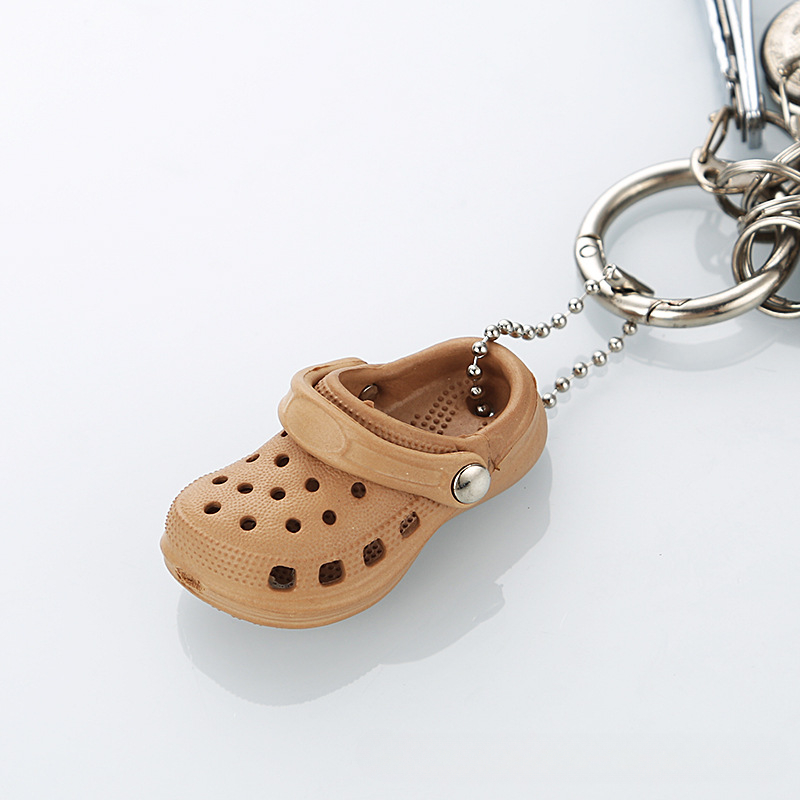 Simulation Mini EVA Hole Shoes Keychain Pendants Colorful Croc Shoe Charms For DIY Car Key Bag School Bag Backpack: Chocolate