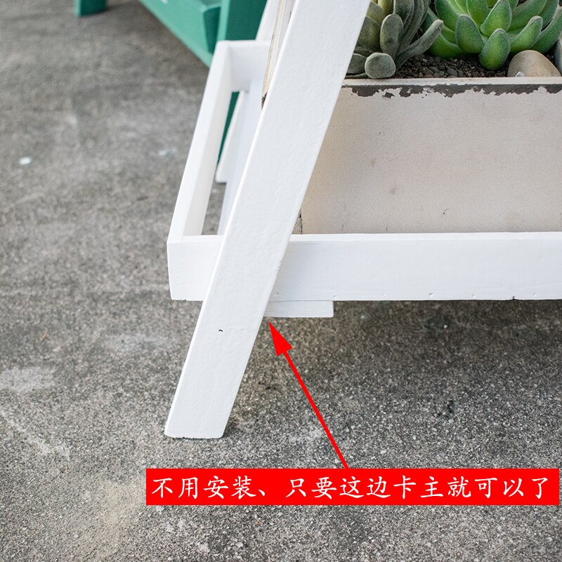 Installatie-Gratis Amerikaanse Retro Multi-Layer Massief Houten Groene Planten Ladder Bloem Stand Balkon Floor Type Ladder Plant