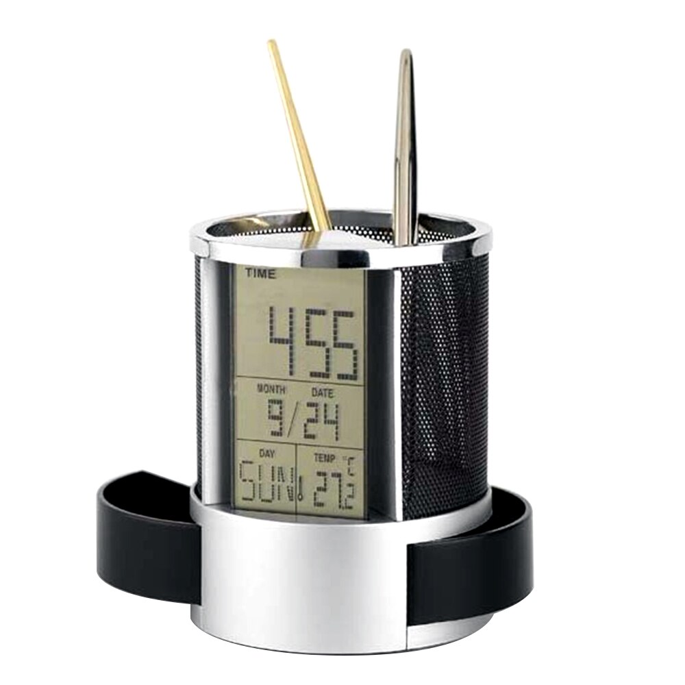 numérique LCD bureau réveil maille porte-stylo avec 2 petit tiroir calendrier minuterie température calendrier Table horloge de bureau