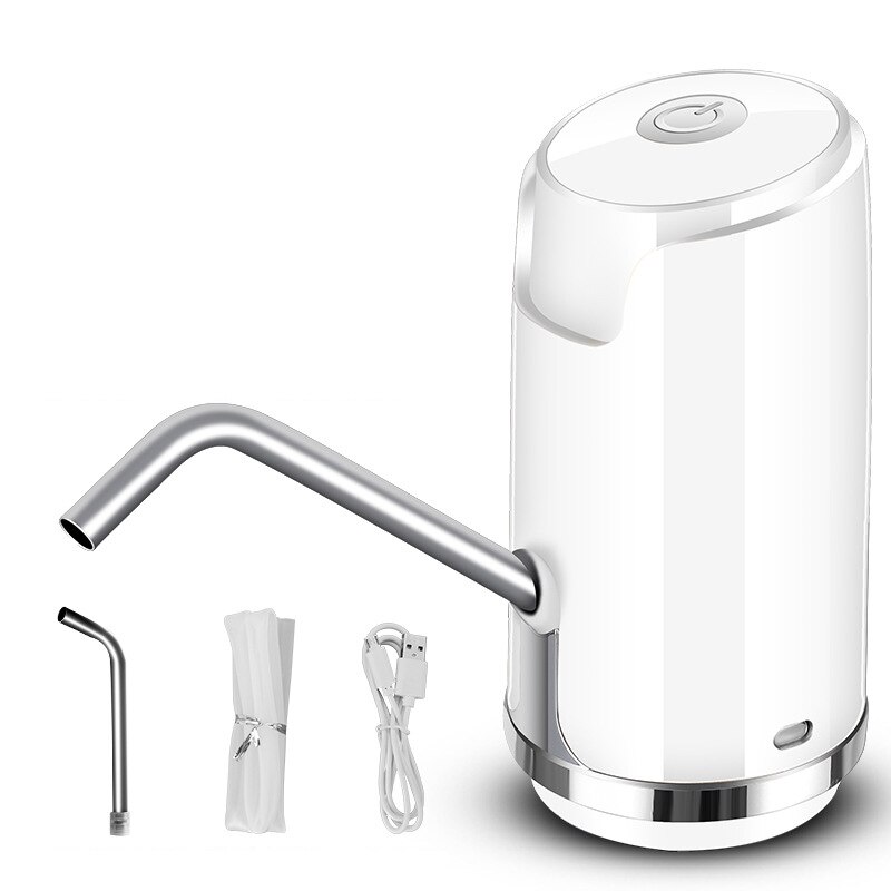 Water Fles Pompen Usb Opladen Automatische Drinkwater Pompen Draagbare Elektrische Water Dispenser Lbshipping: White One Key