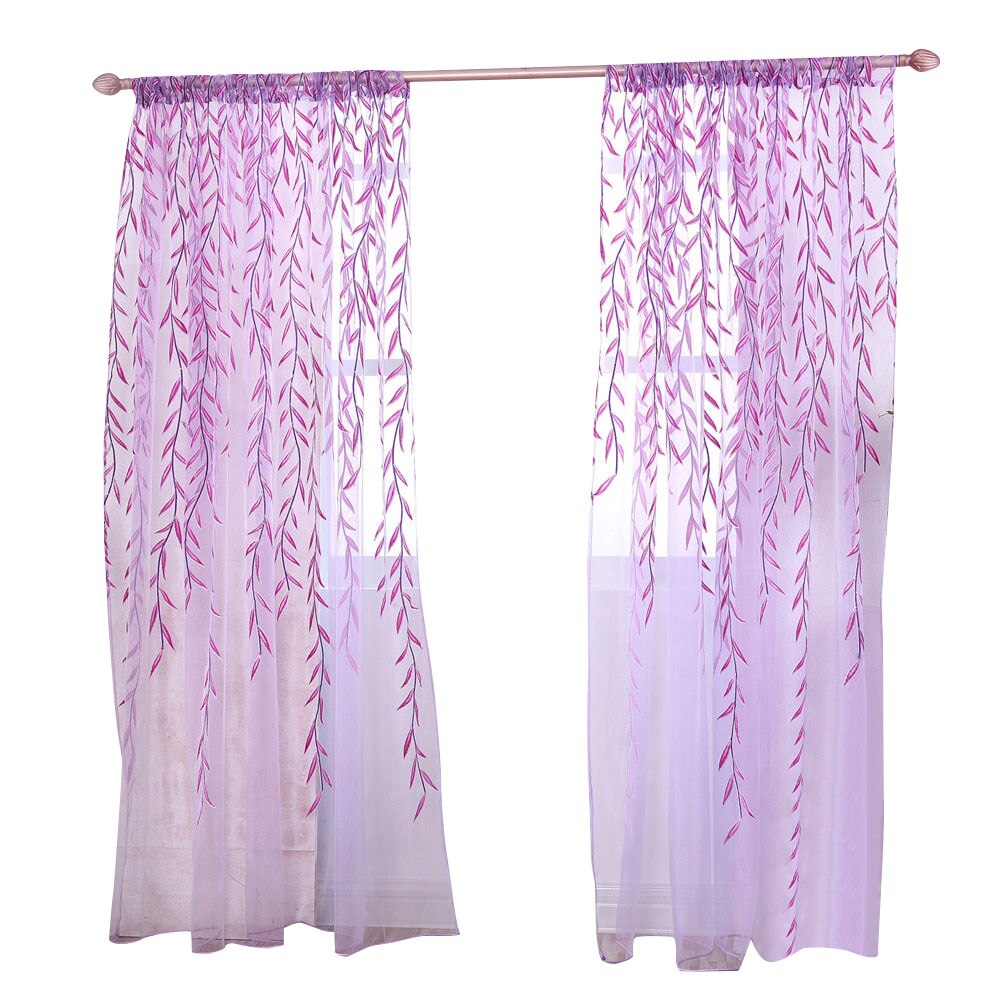 Salice Moderno Tende di Tulle per Soggiorno telecamera Da Letto Tende di voilà per la Finestra Tende di Tulle Tende din889: viola 100x200cm