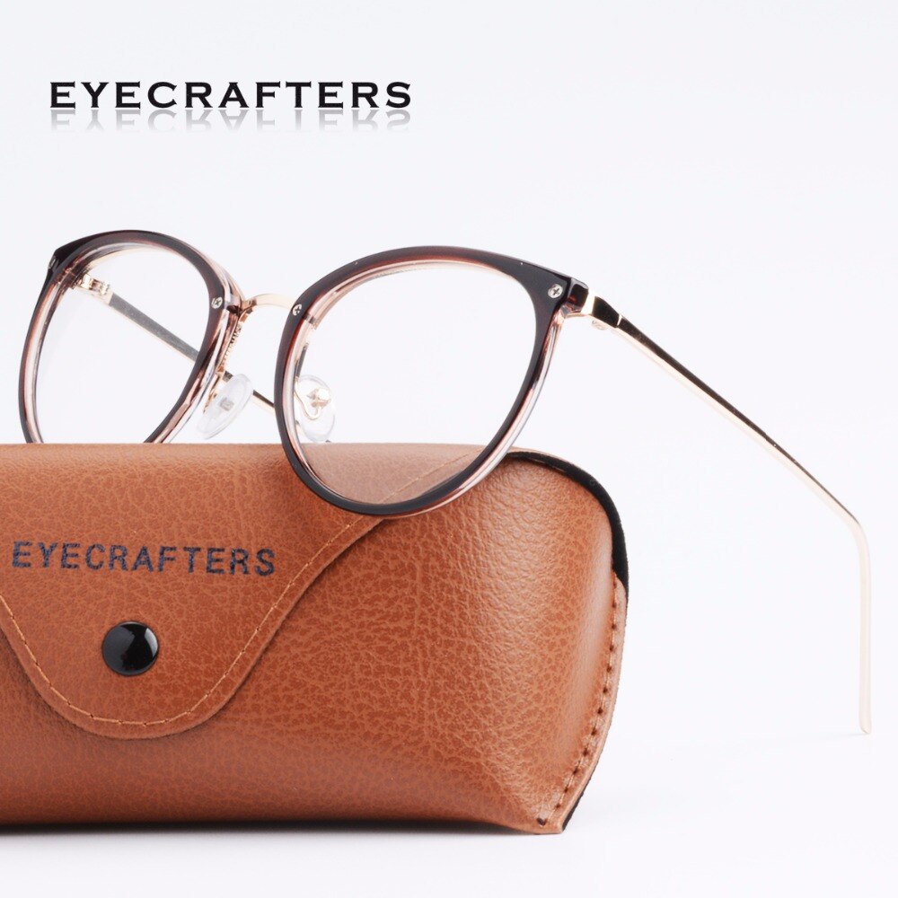 Luipaard Retro Ronde Womens Brilmonturen Optische Clear Lens Eyewear Vintage Cat Eye Brillen Frames Voor Vrouwen