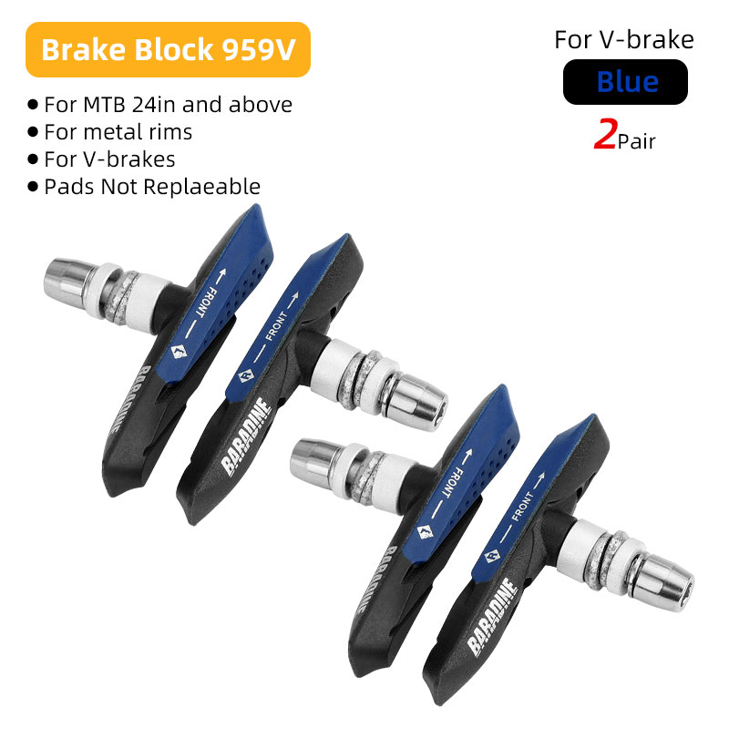 Baradine 959V 73mm MTB V-Brake Pads Mechanical Linear Pull Brakes Dual Compound Bicycle Brake Blocks All-Weather use: PURPLE