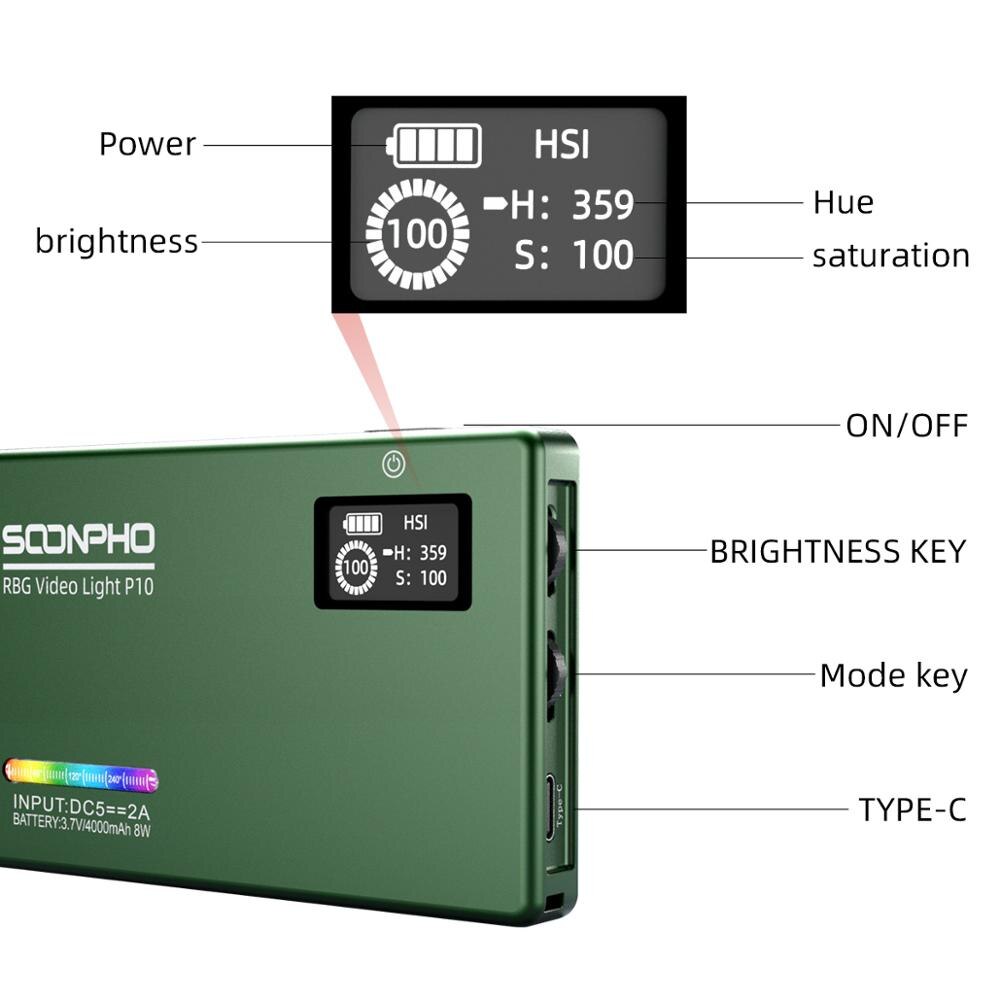 Soonpho Rgb Led Camera Licht Full Color Output Video Light Kit Dimbare 2500K-8500K Bi-Kleur panel Licht Met Cri 95 +