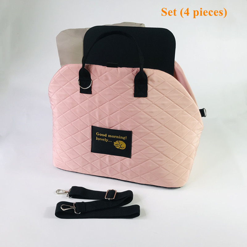 Perrera para perros montada en coche, bolso cruzado para gatos, bolso de transporte para perros y gatos al aire libre, cómoda bolsa para gatos que camina para perros, cama para mascotas en casa: Rosa