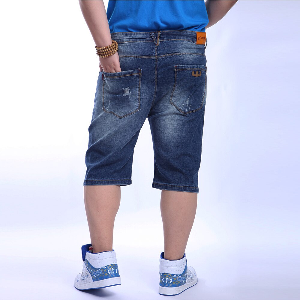44 46 48 plus size heren denim shorts zomer stijl casual elastische gescheurde jeans heren merkkleding