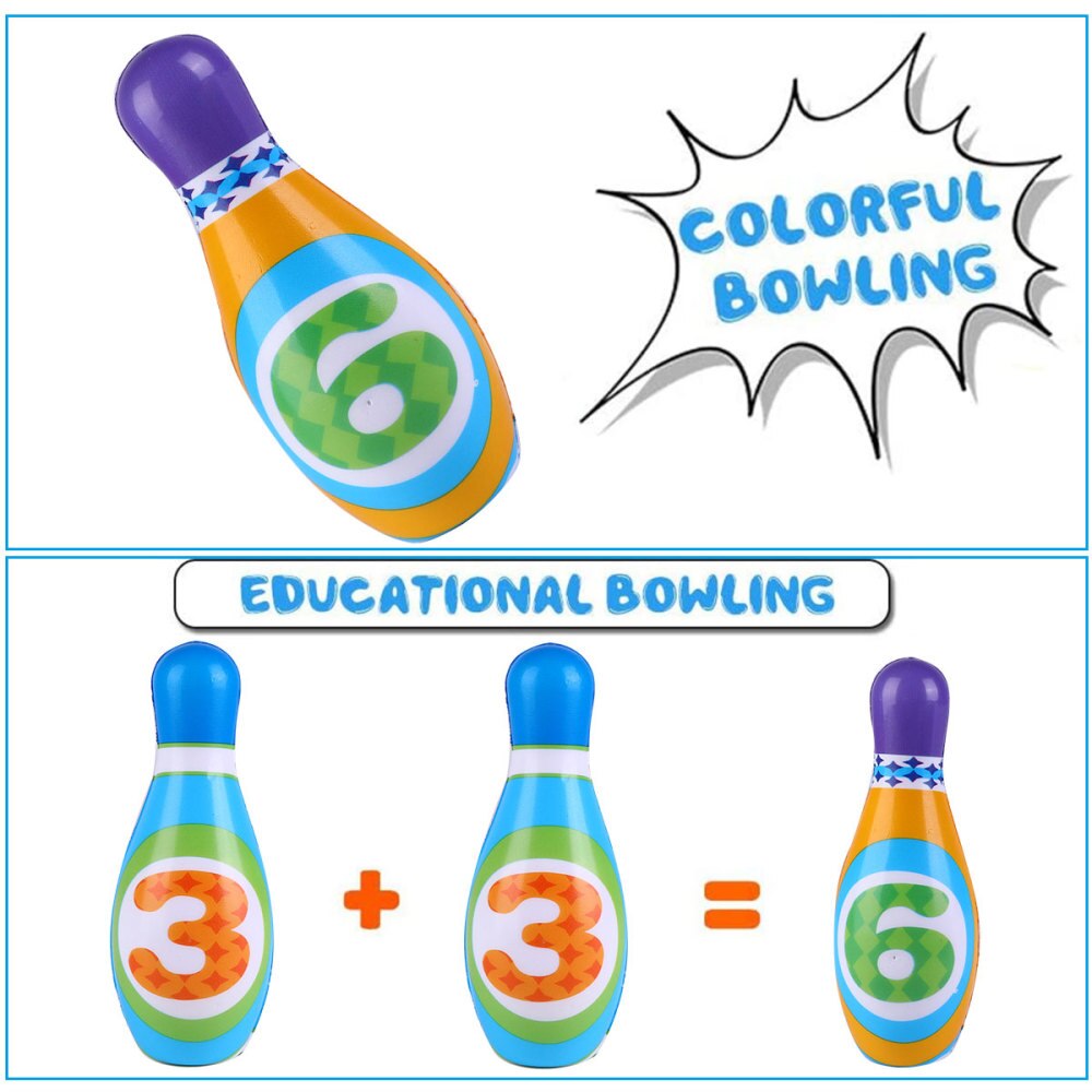 1 Set Large PU Solid Bowling Ball Kit Useful Durable Children Sports Plaything Indoor Sports Tool Exercise Accessory for Toddler