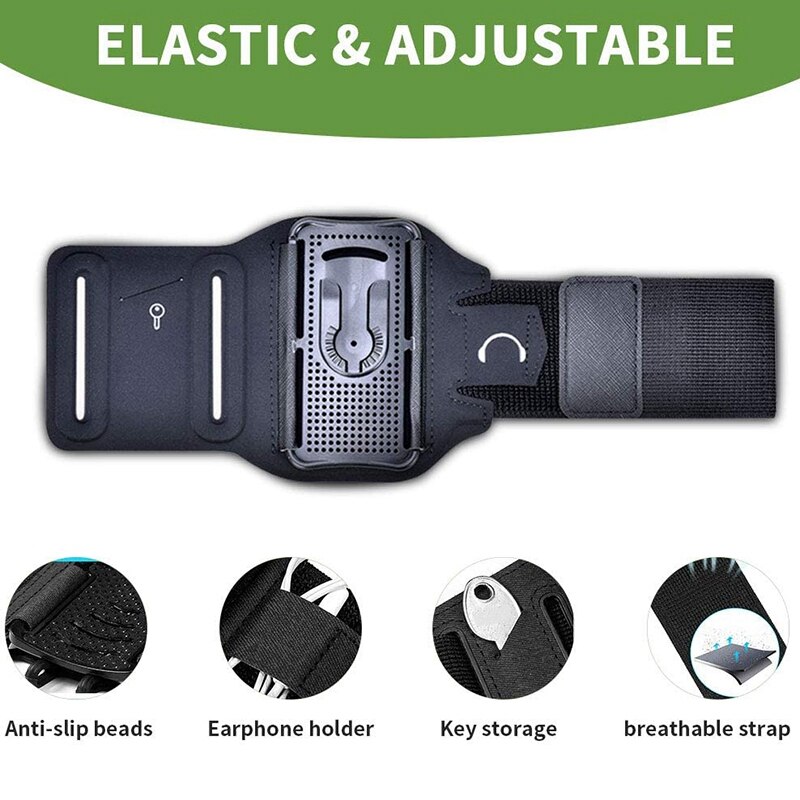 -Telefoon Armband 360 Graden Draaibare Running Telefoon Houder Voor Iphone Samsung &amp; 4.5-7 Inches Telefoons Met oortelefoon Armband
