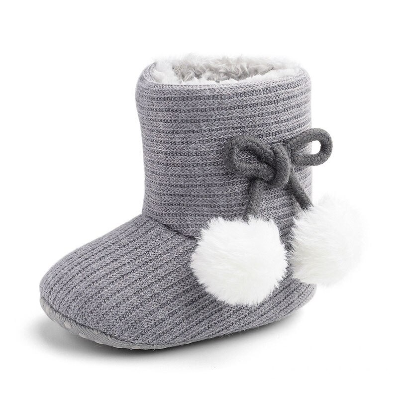 Botas abrigadas de otoño e invierno para bebé, zapatos para caminar de sólidos para bebé, botas sólidas de para niños pequeños: Gray-B