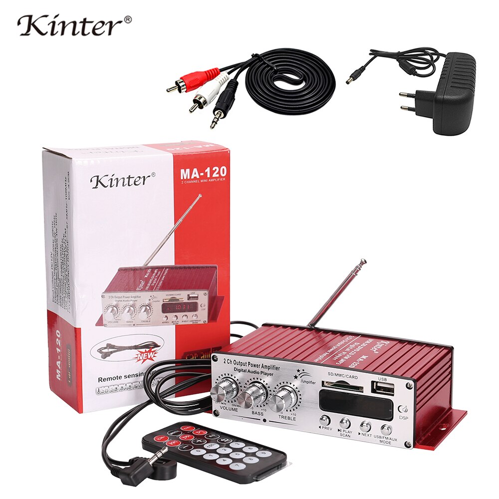 Kinter Ma-120 Mini Versterker Audio 2.0CH 20W DC12V Met Usb Sd Fm Spelen Stereo Geluid Voeding adapter In Home Auto Motorfiets
