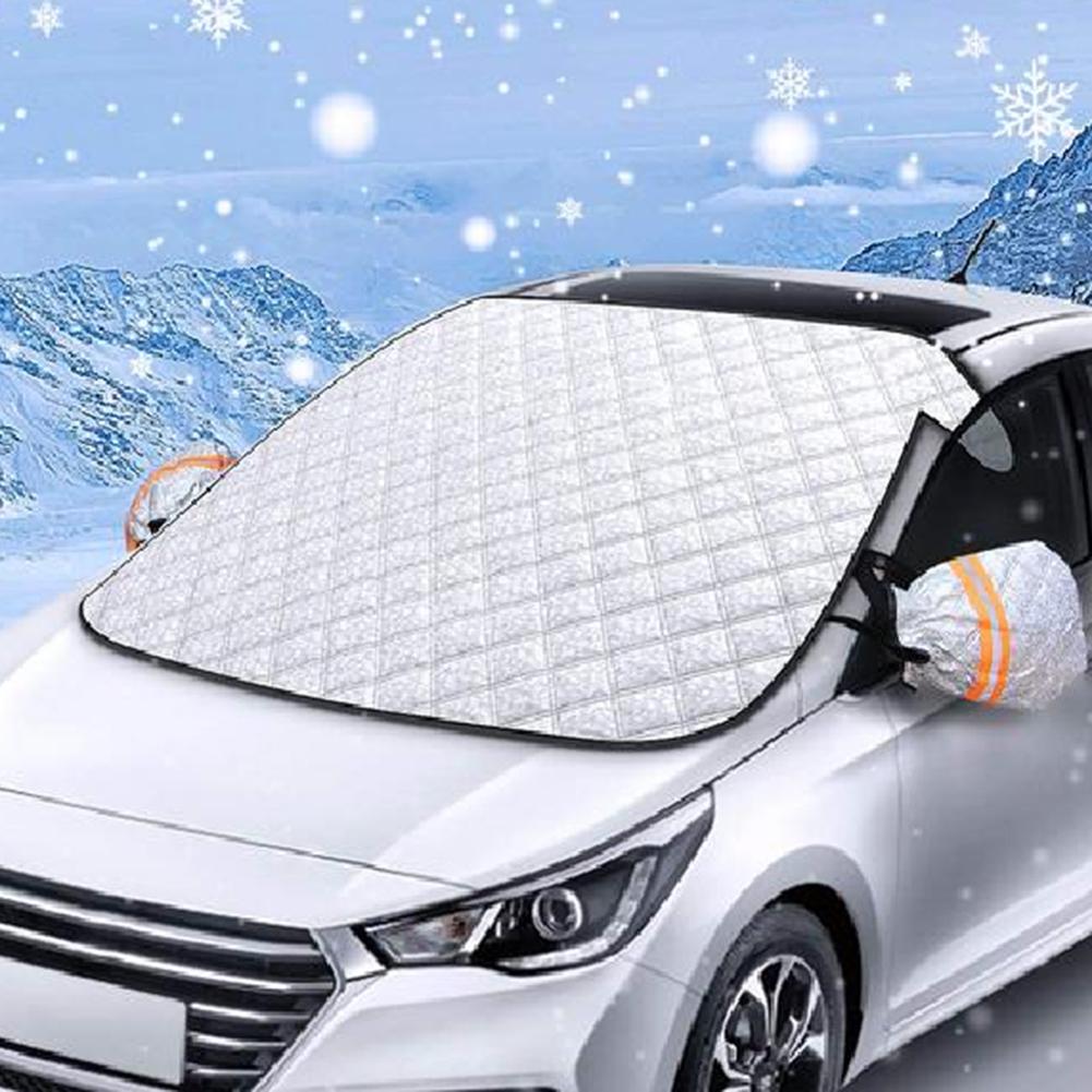 Car Windscreen Cover Anti Snow Frost Ice Windshield Dust Protector Heat Sun Shade Ice Large Snow Dust Protector&reflective Strip