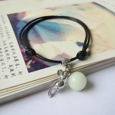 Divertida pulsera luminosa colgante de pulsera brillante de amantes en la oscuridad de la luz de la noche pulsera de la cadena de cuentas para las mujeres joyería de los hombres: bird