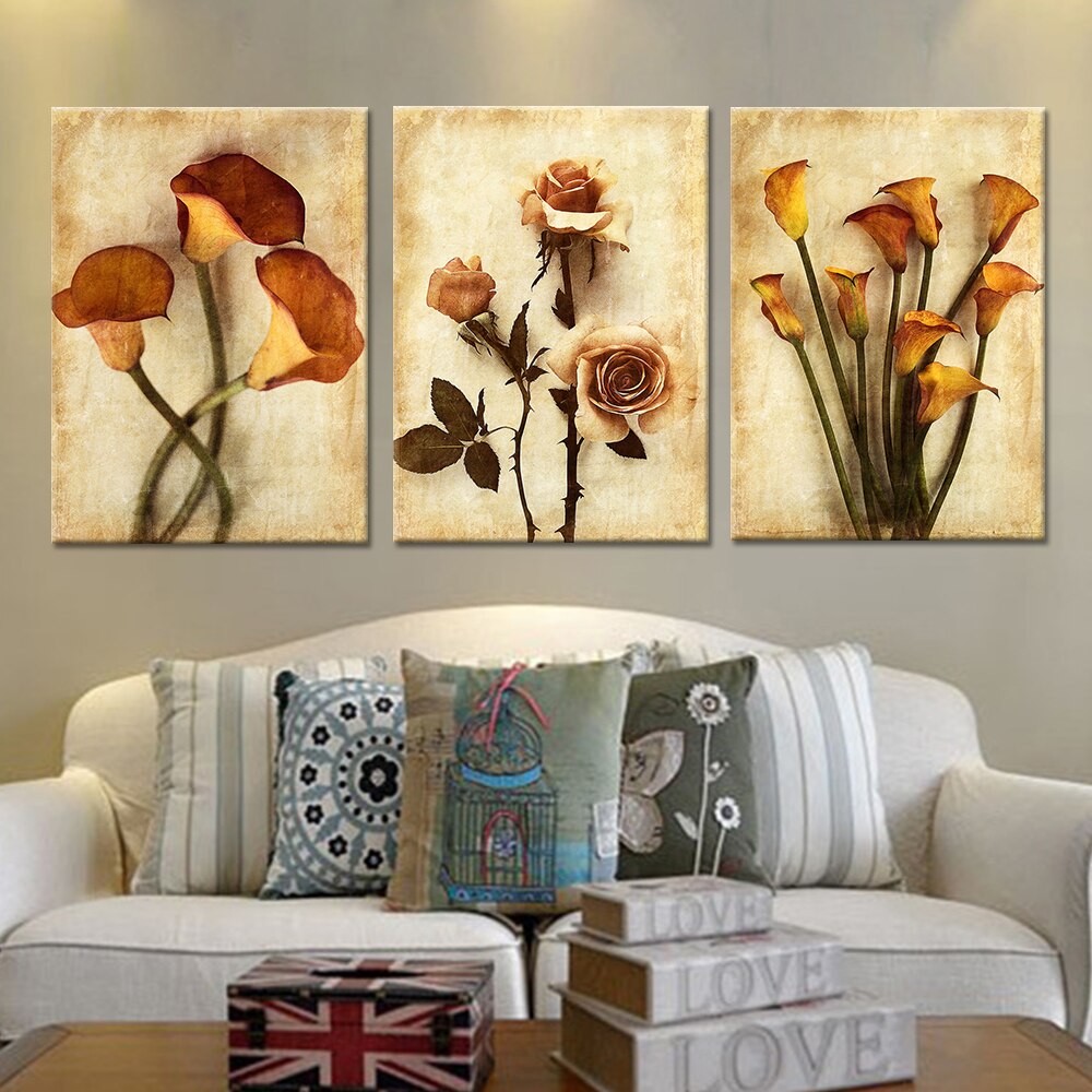 3 Pieces Canvas Painting Flower Simple Modern Abstract Home Decoration Modular Picture for Living Room Wall Decoration