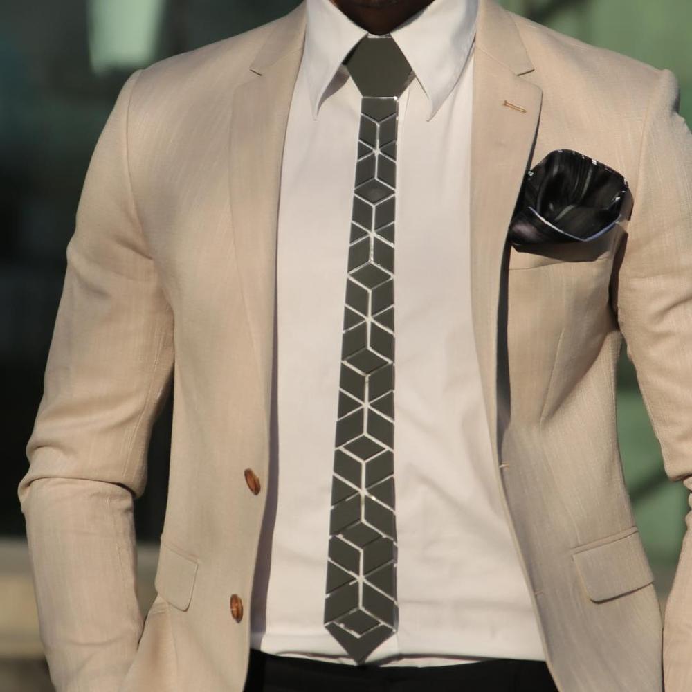 Geometric Diamond Plaid Black Necktie Formal Wedding Outifit Business Formal Suits Accessory Hex Tie Cufflinks Set