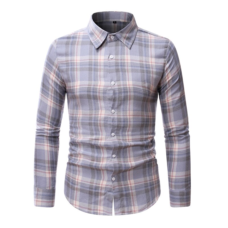 Mannen Shirt Lange Mouw Plaid Shirts Lange Mouw Tiener Shirts Student Literaire Gestreepte Paar Shirt S-5XL