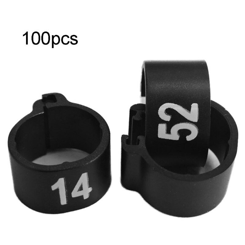 100 Stuks Nummer Erkenning Vogel Voet Ring Soorten Identificeren Duif Bands Training 667A: Black