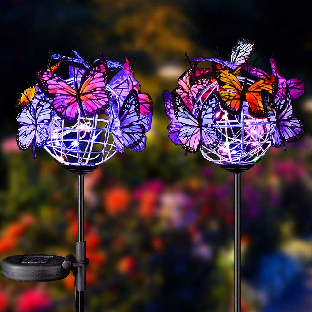 Solar Stake Light Butterfly Waterproof Garden Outdoor Garden Solar Lights Durable RGB Backyard Pathway Decoration Flashlight: Default Title