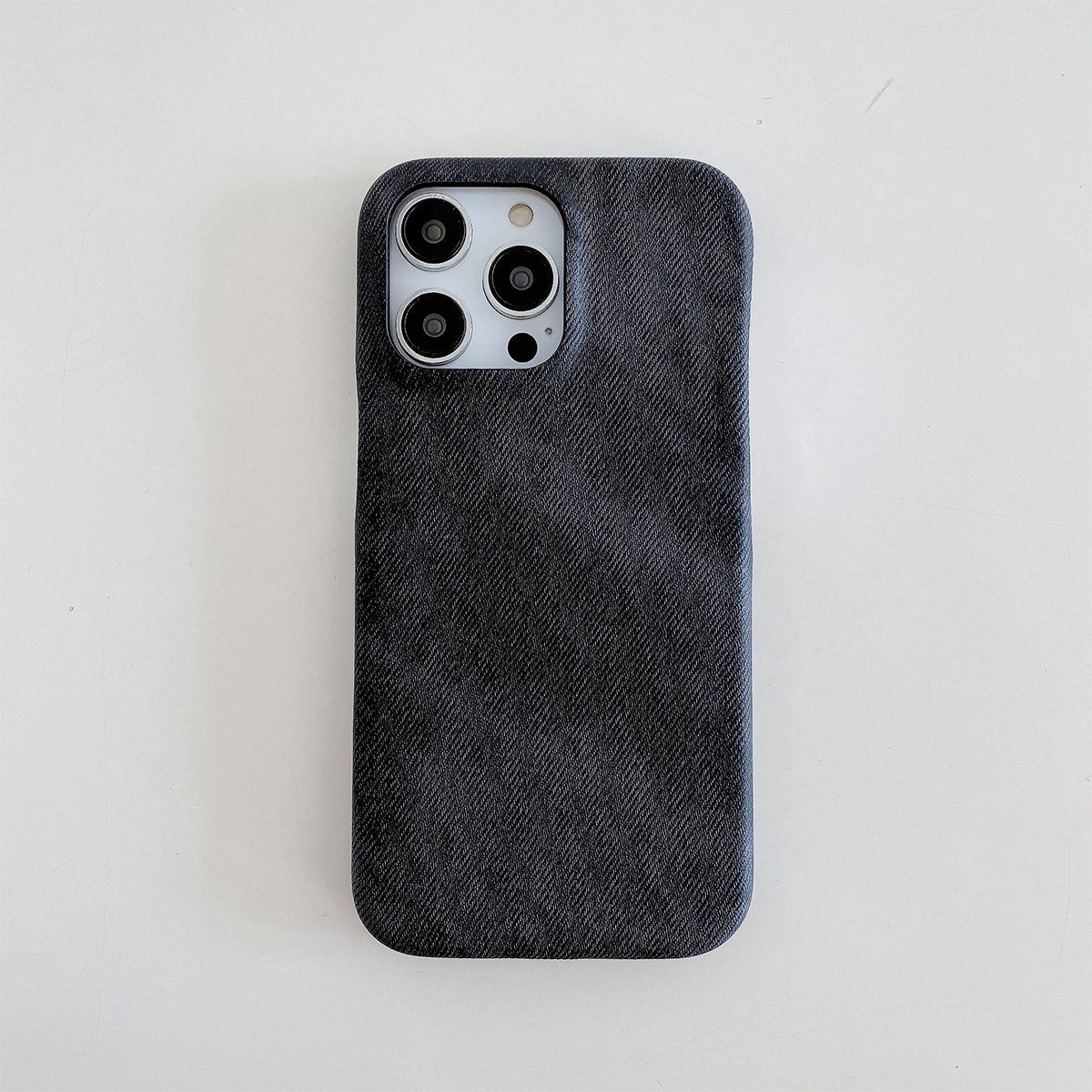 Denim Leather Case For iPhone 15 14 13 12 11 Pro Max Luxury Simple Shockproof Back Cover: for iphone13 Pro(6.1") / black