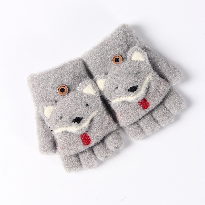 Gants chauds d'hiver pour les enfants âgés de 3-6 6 couleurs gants tricotés par doigt qui fuient épaissi enfants gants chauds de sports de plein air mitaines: 4
