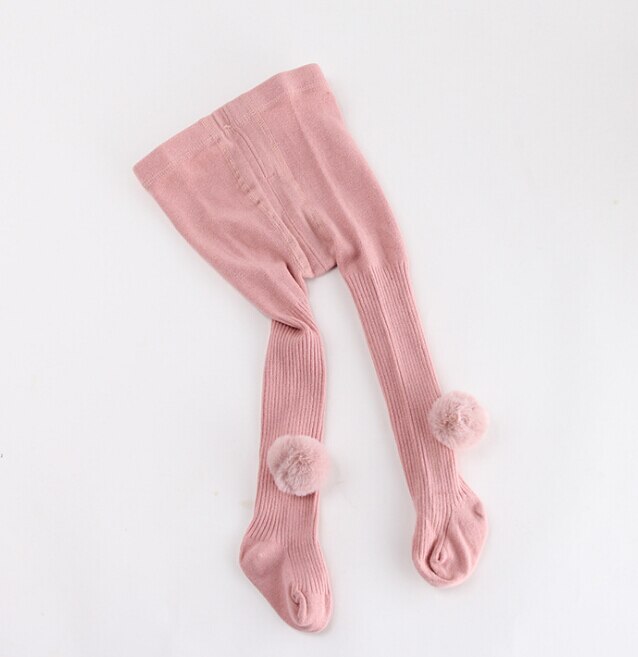 Baby Meisjes Bont Pompom Katoen Tignts Comfortabele Bal Bont Skinny Lange Kousen Herfst Winter Strakke voor 0-24Months Meisje: Roze / 612M