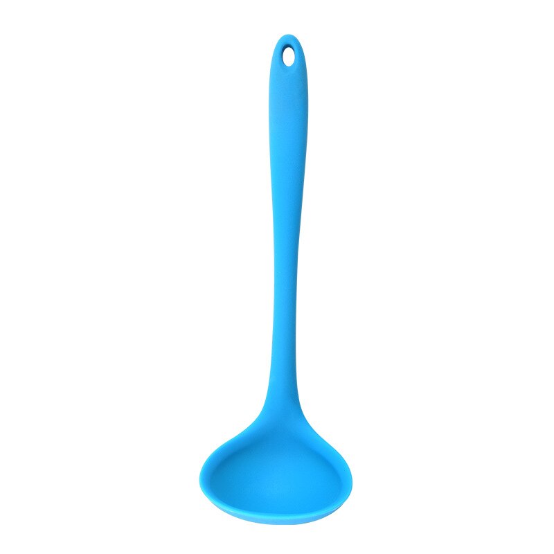1 Piece Thickened Silicone Soup Spoon Cooking Spoon Porridge Spoon Kitchen Utensils 20.5x6.5cm: blue