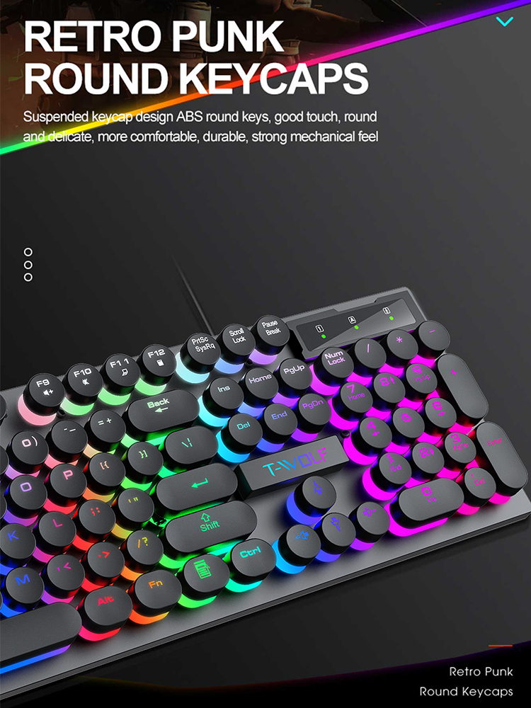 Sensación mecánica Shadow, teclado, computadora de sobremesa, computadora portátil, juego de deportes electrónicos, teclado con cable iluminado