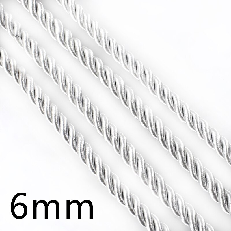 10m 4/5/6mm 3 Aktien Verdreht Baumwolle Nylon Schnüre DIY Handwerk Geflochtene Dekoration Seile Kordelzug Kasten Verpackung Gürtel Zubehör: 6mm Silber-