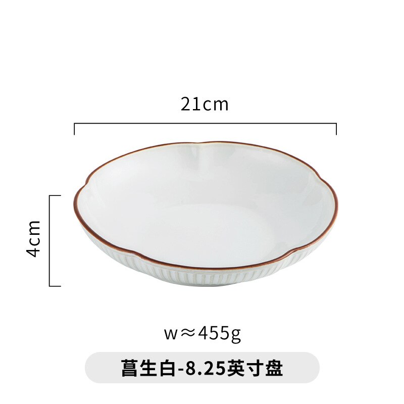 Simple Retro Ceramic Food Dish Plate Household Plates for Food Pottery Irregular Dish Salad Platter Dish Phnom Penh Dinnerware: D