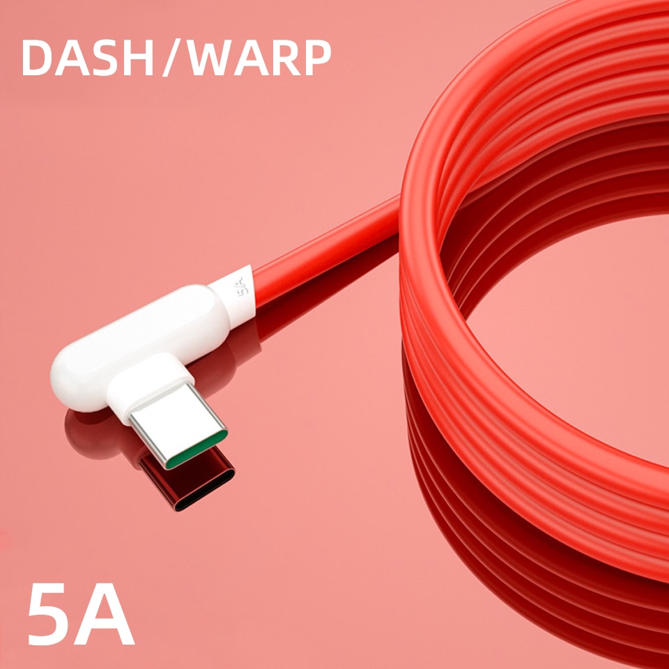 Câble 5A en forme de L pour recharge rapide OnePlus 8/8T/7/7T Pro, 0.3M/1M/1.5M/2M, cordon de chargeur en caoutchouc Type C USB C