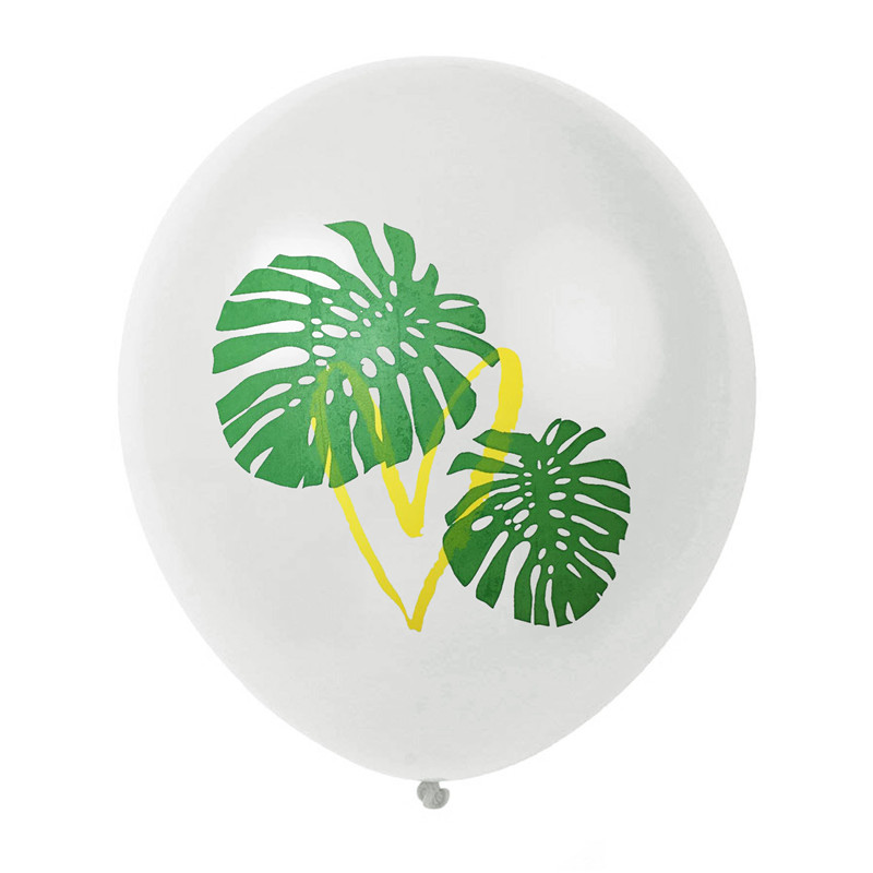 Ballons en Latex de feuilles de palmier 10 pièces | Décoration de Ballon flamant rose, ananas Tropical, Cactus, fête d'anniversaire, plage, été: White Palm