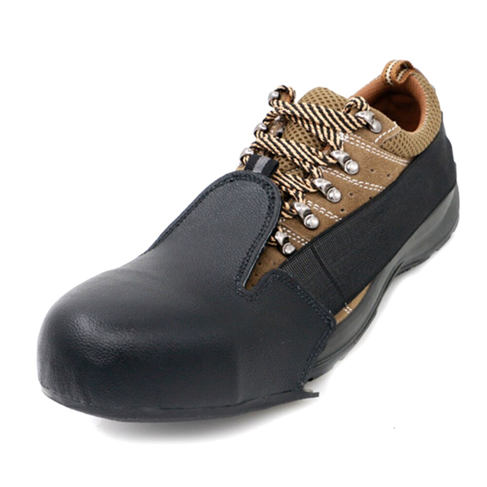 1pair Wear Resistant Non Slip Overshoe Toe Cap Adjustable Solid Industrial Universal Elastic Band Visitor Safety Faux Leather
