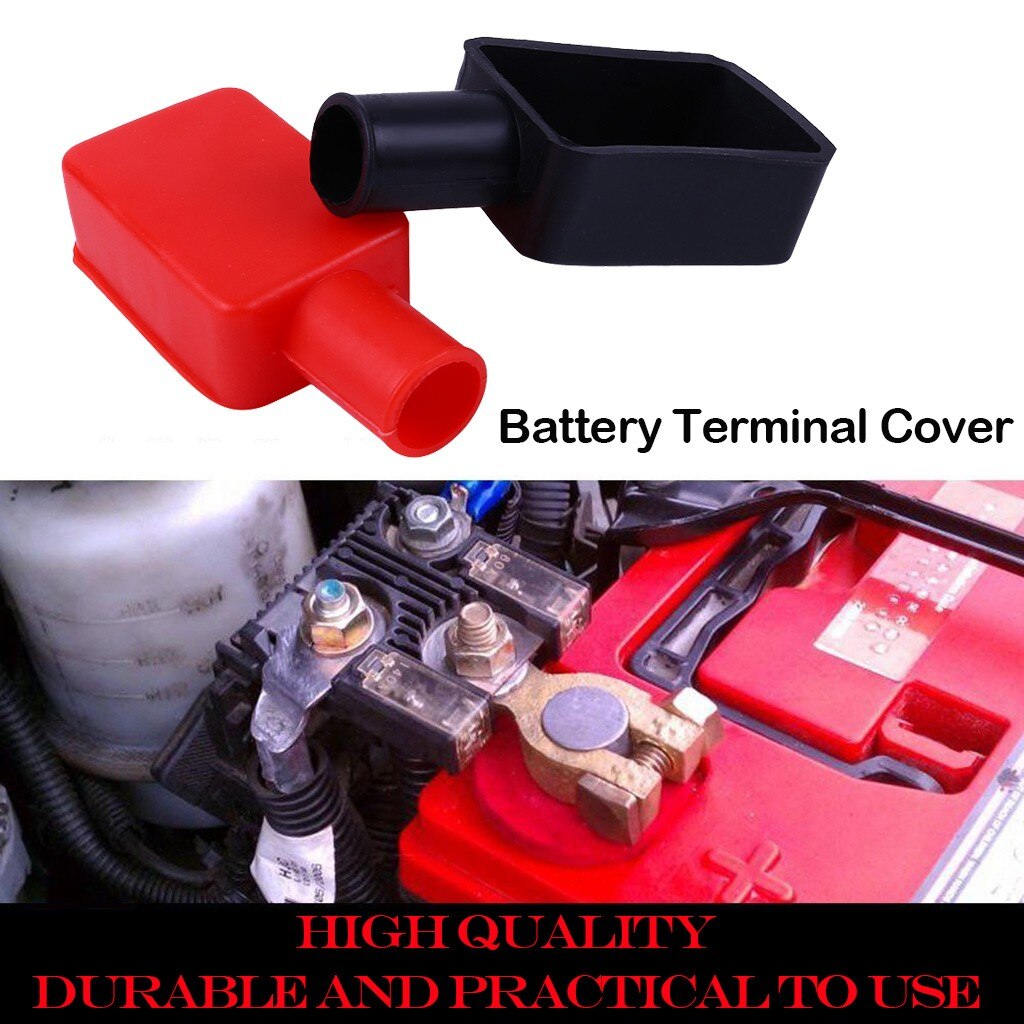 1 par pvc bilbatteri negativ positiv endehætte cap skibisolering beskytter batteridæksel rød / sort batterie de voiture: 80 x 32 x 25 mm