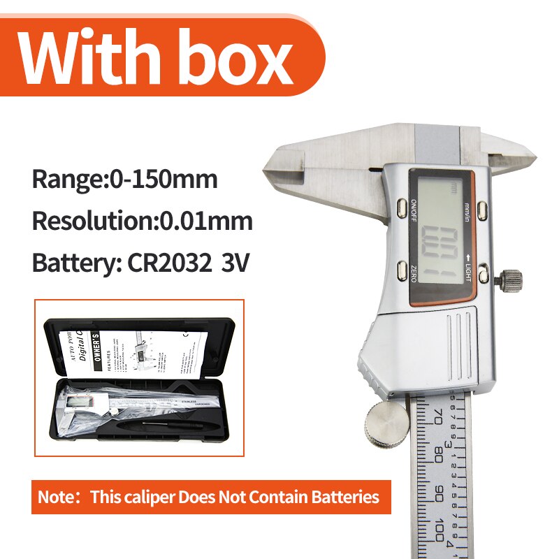 Digitale Schuifmaat Meten 150Mm 6Inch Lcd Elektronische Carbon Fiber Gauge Hoogte Meetinstrumenten Micrometer: Caliper with light2