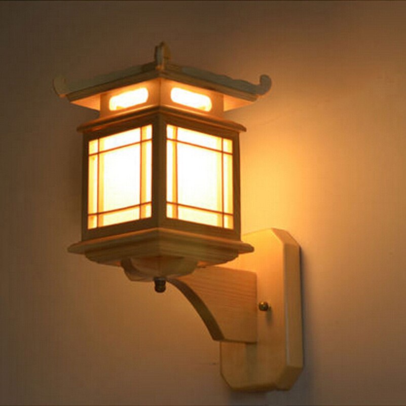 Antieke Chinese Retro Hout Wandlamp Blaker Licht E27 Restaurant Hotel Slaapkamer Wandkandelaar Vintage Lichtpunt Art Deco