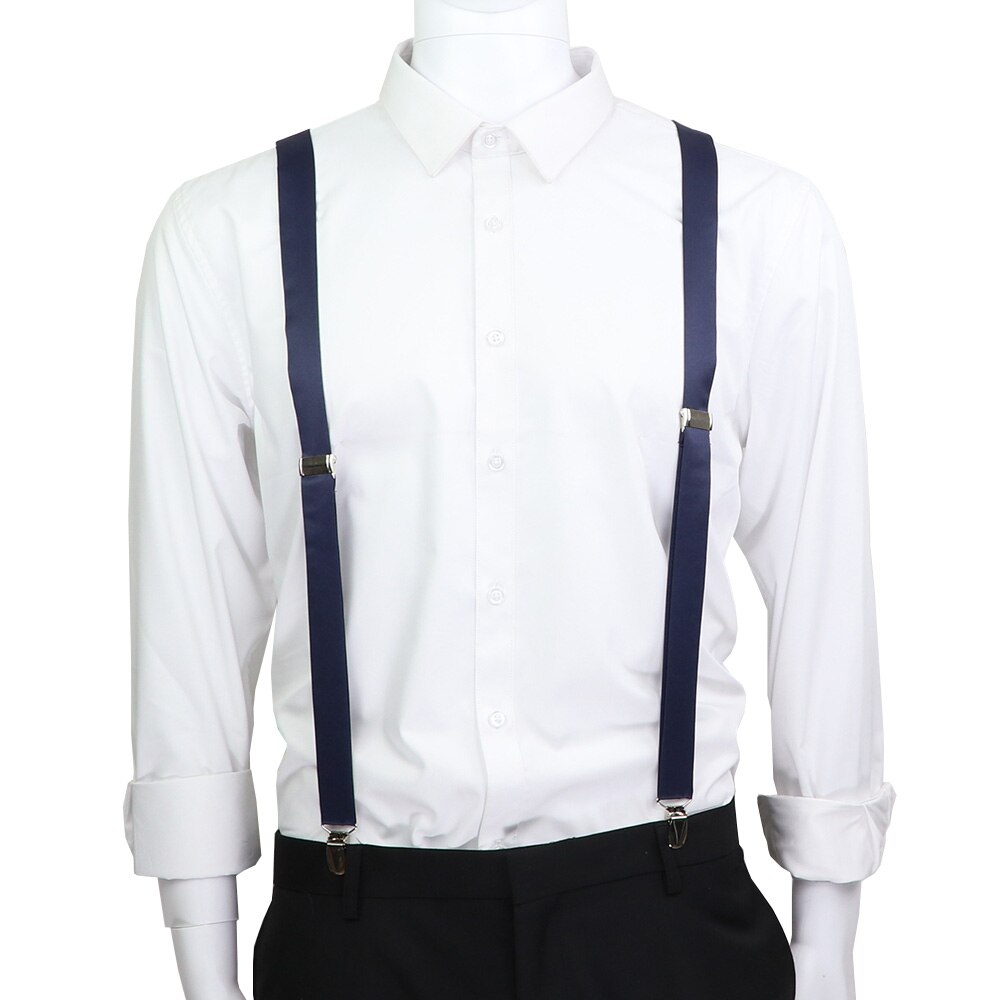 Suspensórios de couro elástico, cor sólida, conjunto de gravata borboletas ajustáveis para homens e mulheres, tiras para festa de casamento, acessórios de gravata, presente: Brace 18