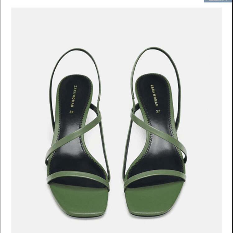 Samme sandal til kvinders grønne krydsbundne sommer med hæl firkantede tå damesko: 36