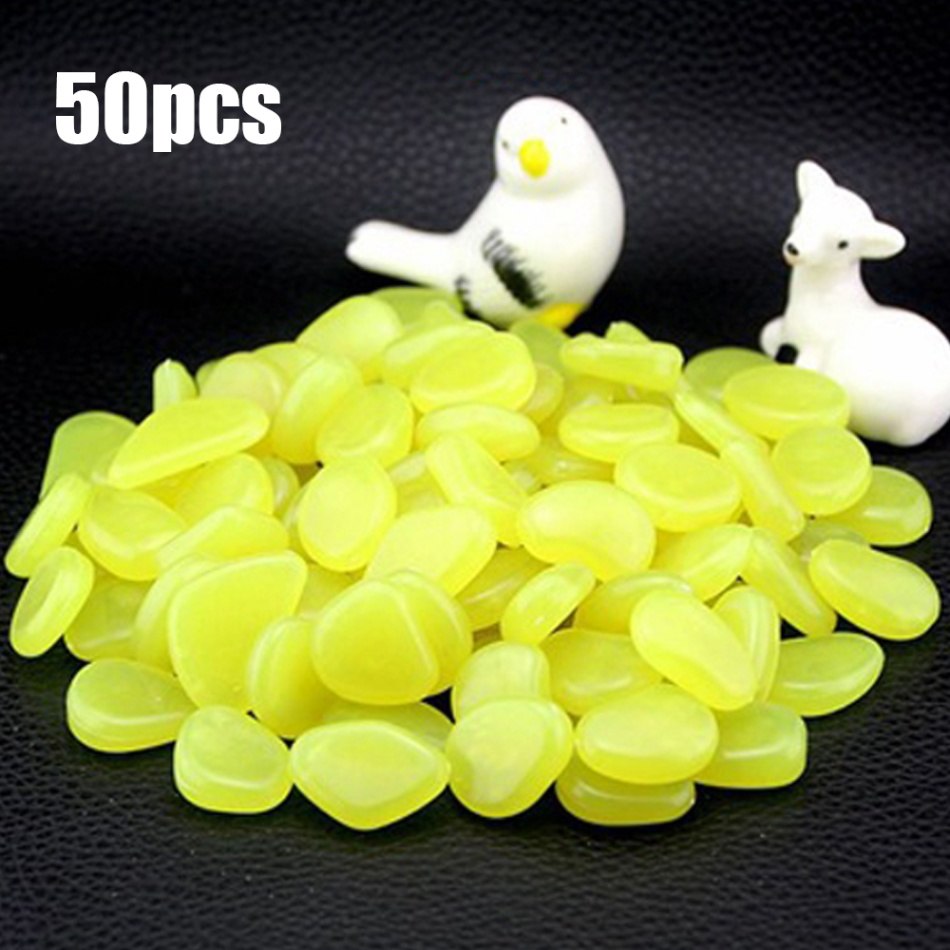 50/100/300 Pcs Glow In The Dark Tuin Steentjes Glow Stones Rocks Voor Loopbruggen Aquarium Decor Planten tuin Yard Lichtgevende Stenen: 300pcs / YELLOW