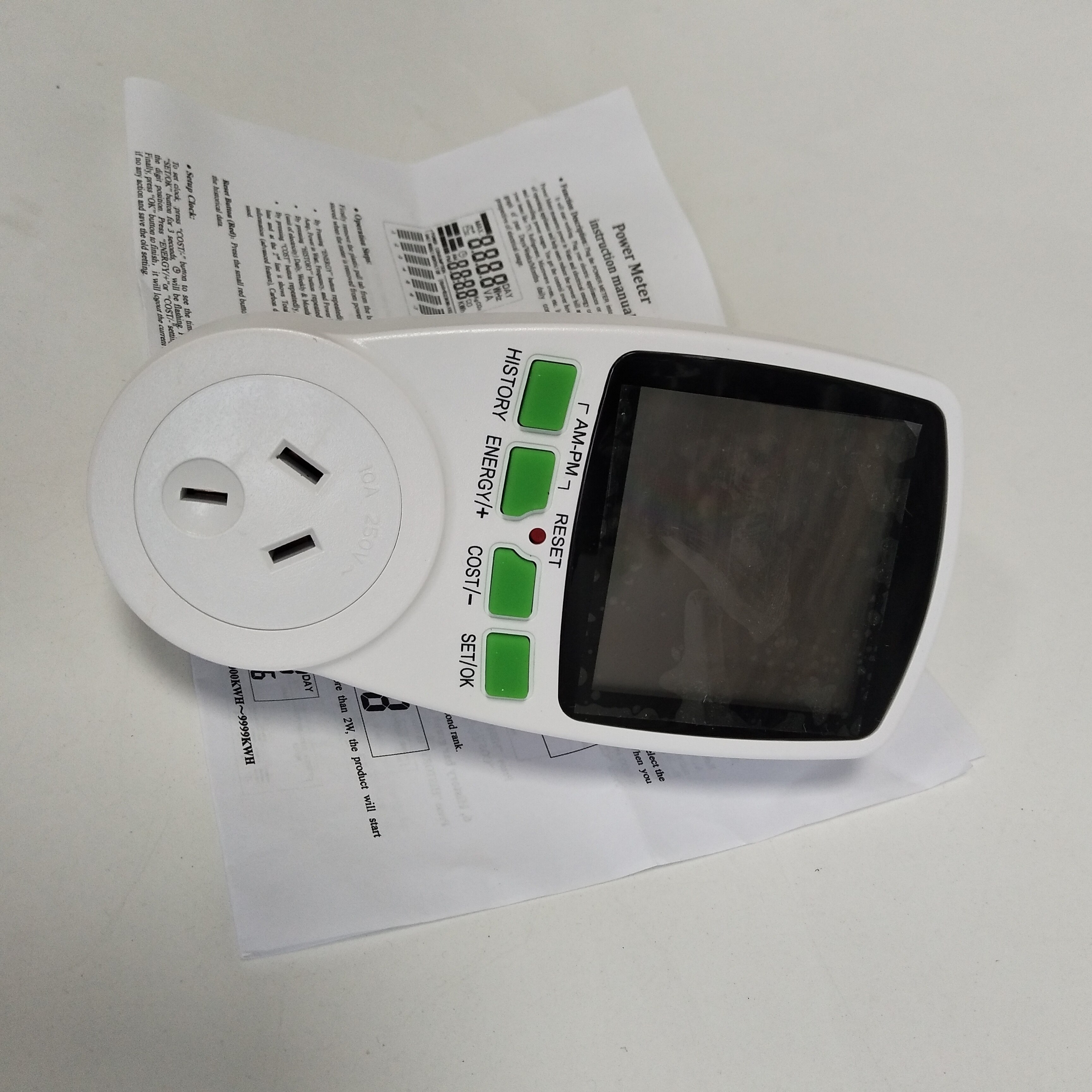 Eu us uk au plug in digital watt meter lcd power meter el kwh power meter måle stikkontakt power analyzer energy meter