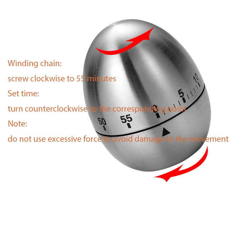 UPORS kitchen timer stainless steel egg Cooking Timer Alarm 60 Minutes