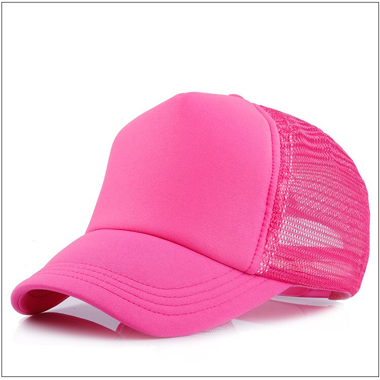 1 Pc Unisex Cap Casual Plain Mesh Baseball Cap Adjustable Snapback Hats For Women Men Hip Hop Trucker Cap Streetwear Dad Hat: All rose red