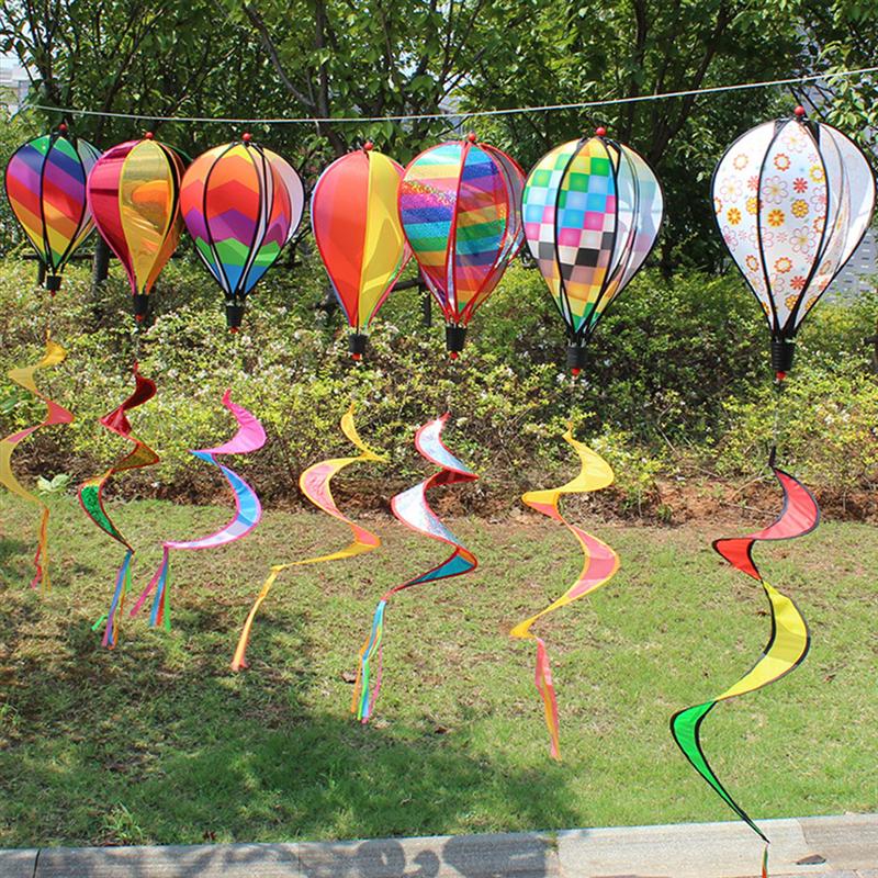 1/3/2Pcs Wind Chimes Rainbow Air Balloon Wind Spinner Rotating Sequins Windmill Wind Twister Hanging Decoration Random Color