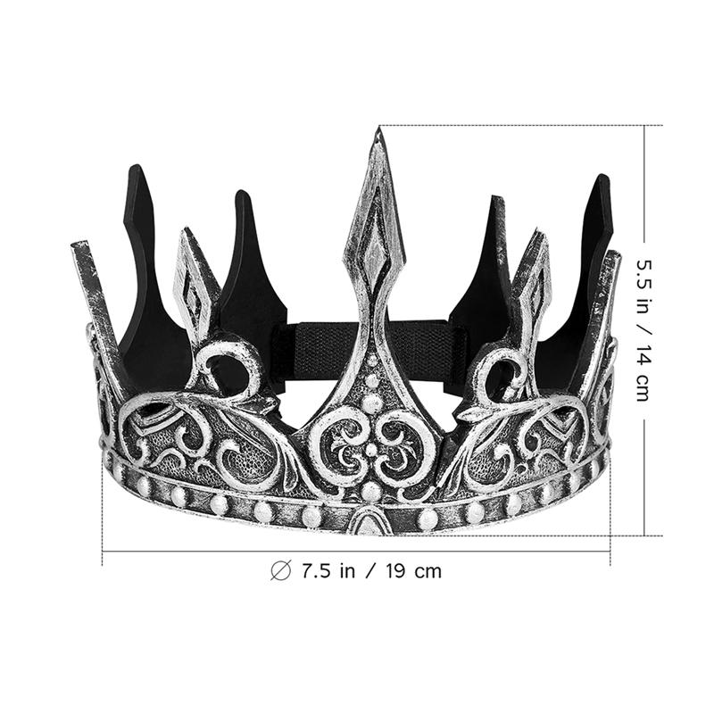Uds.-Diadema de corona Medieval real para hombre, corona de espuma sintética, corona suave para Cosplay, tocado, decoración para