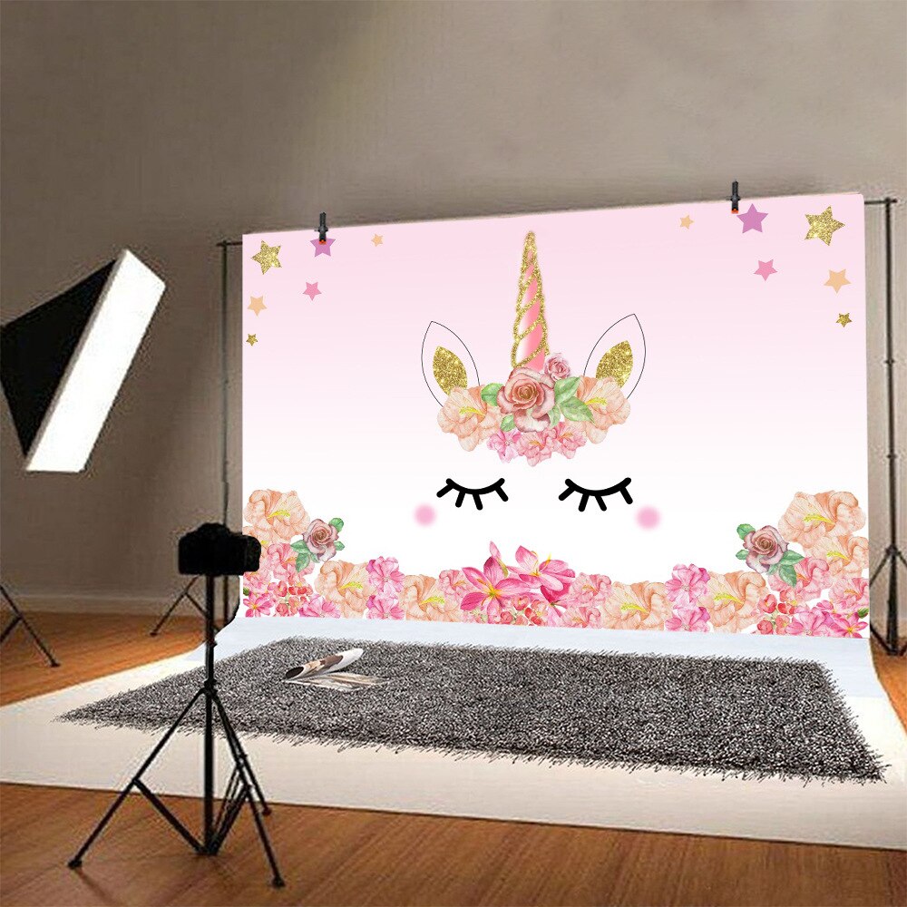Fondo de unicornio fotografía bebé unicornios para la ducha cabeza foto telón de fondo fotografía estudio fotográfico Photocall