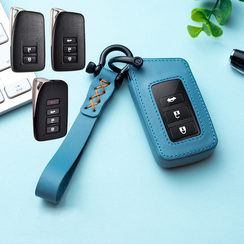 Leather Car Key Case Cover fob for Lexus RX350 NX300 Es300h Rx450h GS300 GX470 IS250 ES350 LX570 GX460 Nx300h Is300h: Blue