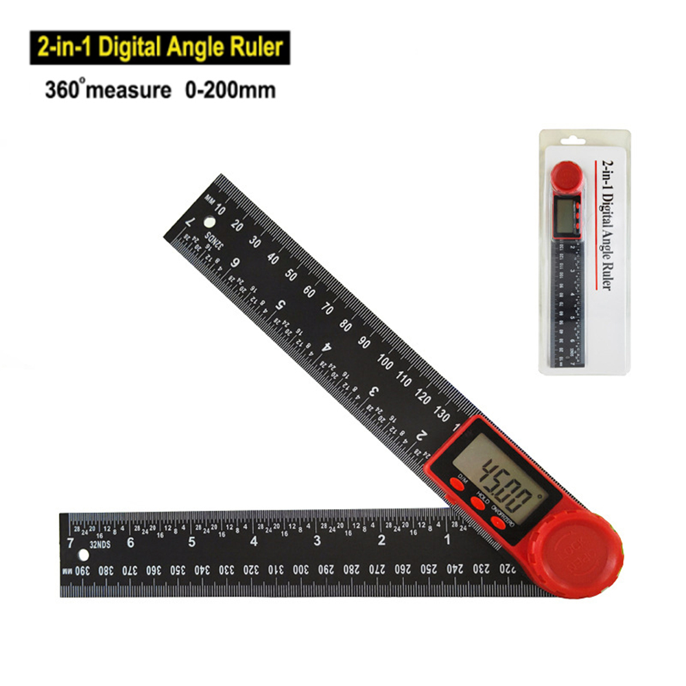 230mm 4in1 digital protractor angle ruler spirit level universal level ruler woodworking electronic goniometer angle protractor: 200mm caliper
