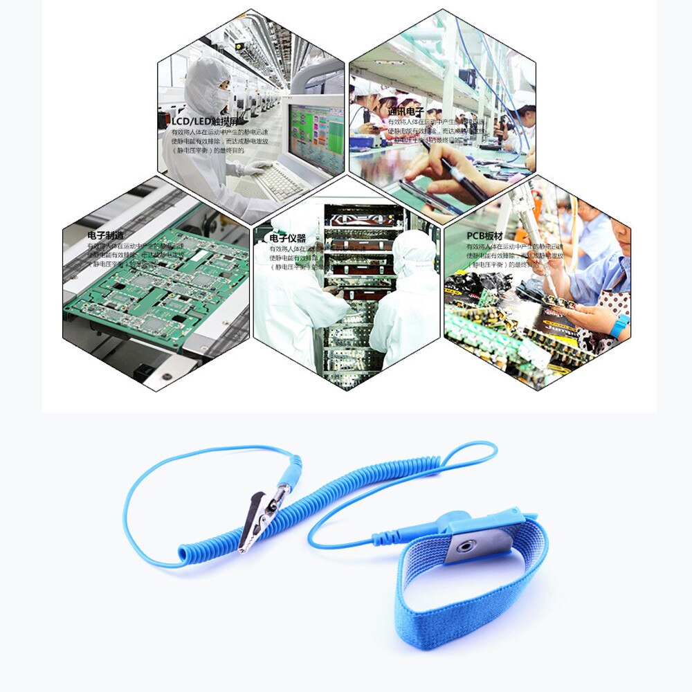 10pcs Anti-static wrist strap Bracelet PVC Wrist Electrostatic Discharge Cable Reusable Wrist Band Strap Hand Grounding Wire