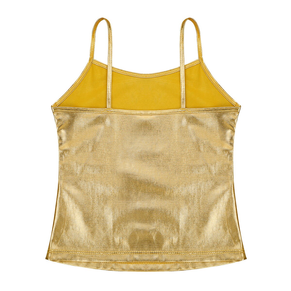 Camiseta sin mangas con tirantes finos para niños y niñas, Top metálico brillante para baile, ropa de baile, camisola de Ballet Gymanastics