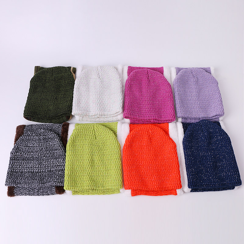 Todelt tørklæde og hue kvinder hue hue strikket kalot efterår vinter varme casual hatte unisex hold elastiske hatte udendørs