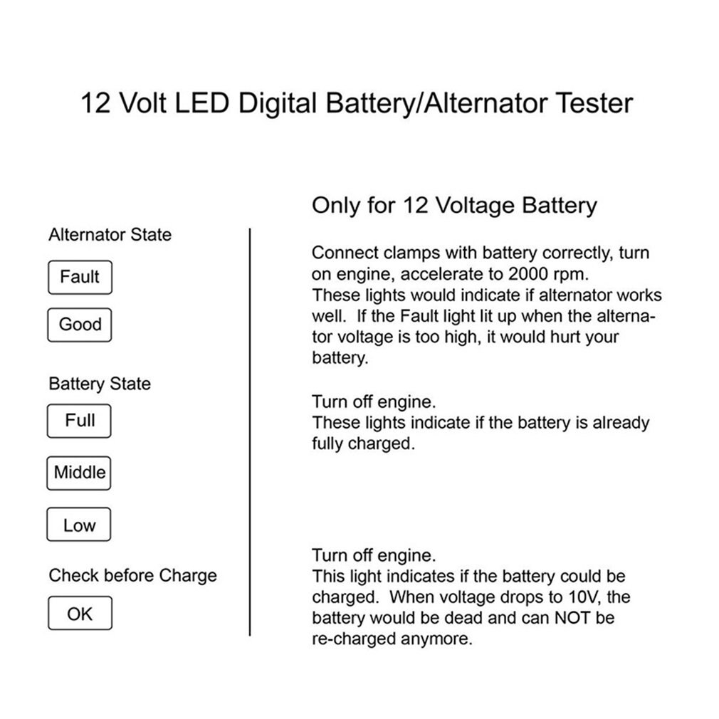 Mini 12V Car Battery Tester Digital Alternator Tester 6 LED Lights Display Car Diagnostic Tool Auto Battery Tester For Car